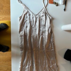 everlane silver slip dress